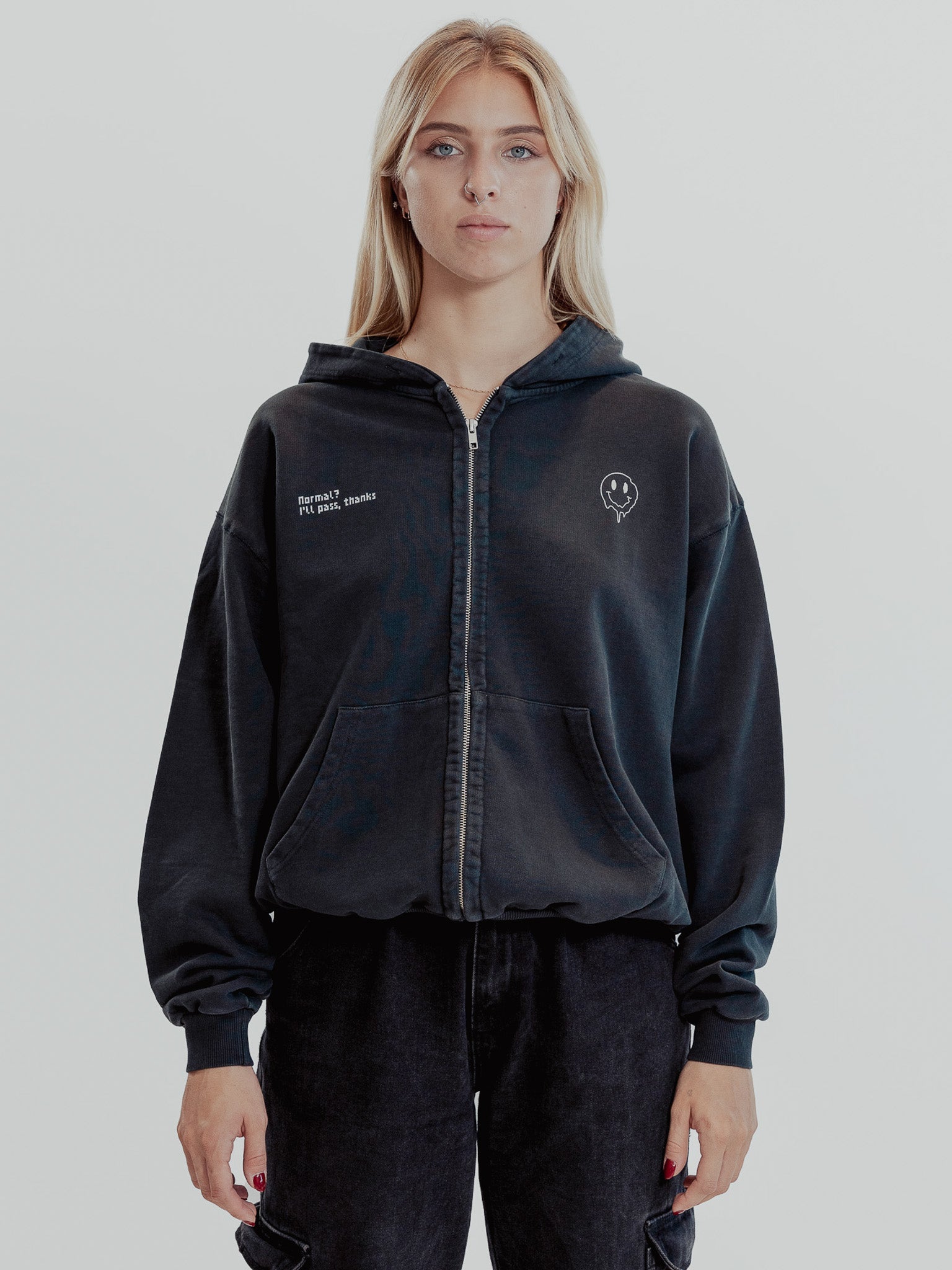 Vintage Black Hood' Zip