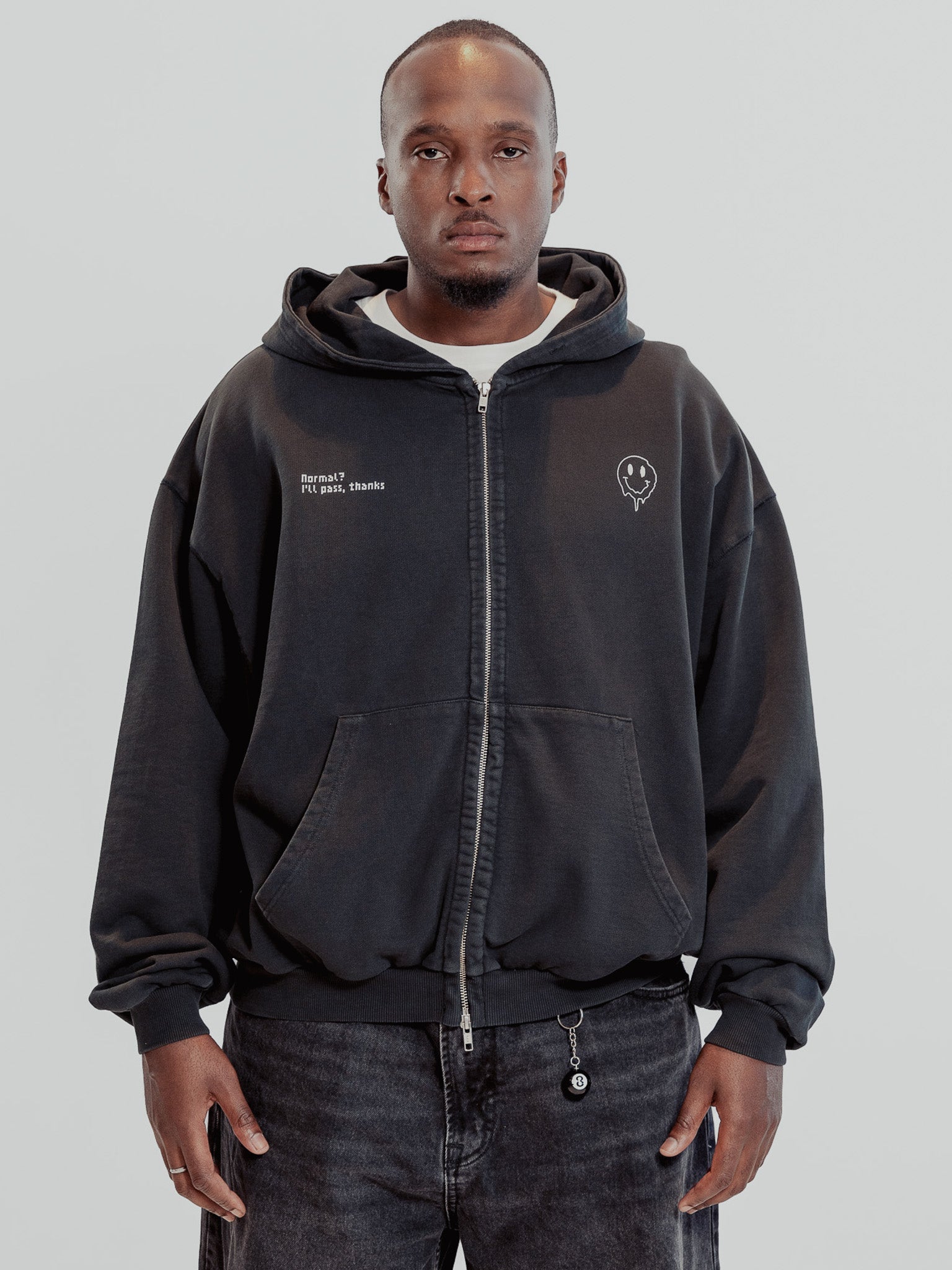 Vintage Black Hood' Zip