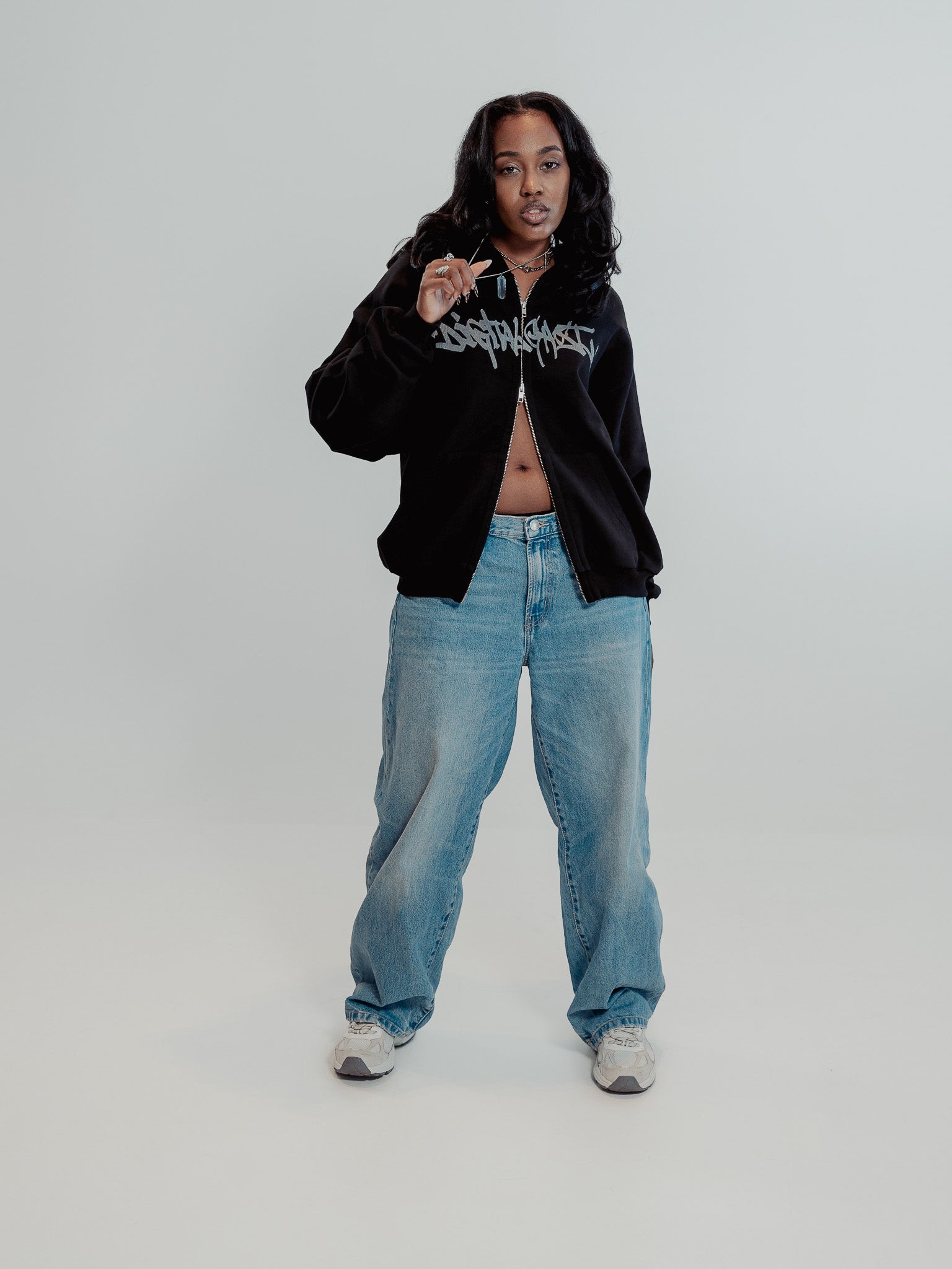 Digital Ghost Hood' Zip